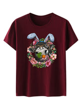 Lässiges Kurzarm-T-Shirt mit Oster-Fun-Print für Damen